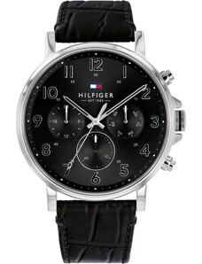 TOMMY HILFIGER Analoginis (įprasto dizaino) laikrodis 'Dressed Up, 1710381' juoda / sidabrinė