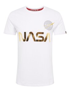 ALPHA INDUSTRIES Marškinėliai 'NASA Reflective' auksas / balta