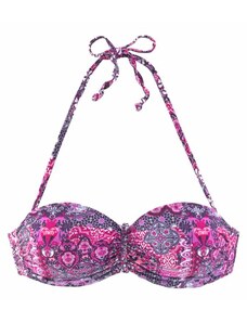 BUFFALO Bikinio viršutinė dalis 'Happy' baklažano spalva / rožinė / rožių spalva