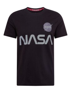 ALPHA INDUSTRIES Marškinėliai 'NASA Reflective' juoda / sidabrinė