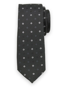 Willsoor Siauras juodas kaklaraištis gėlėtu raštu 11124