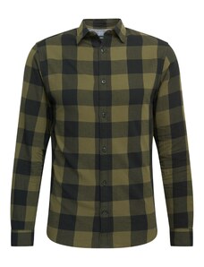 JACK & JONES Marškiniai 'Gingham' alyvuogių spalva / juoda
