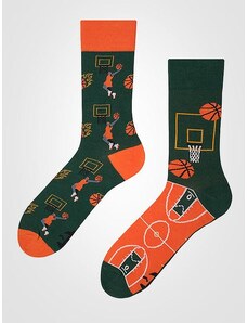 Spalvotos Kojines unisex medvilninės kojinės "Basketball Fan Orange - Green"