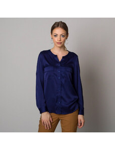 Willsoor Moteriški tamsiai mėlyni laisvo stiliaus marškiniai 12530