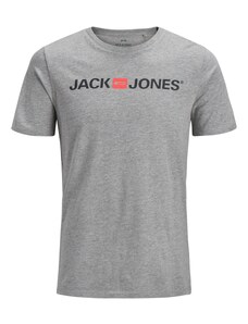 JACK & JONES Marškinėliai 'Essentials' margai pilka / pastelinė raudona / juoda