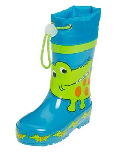 PLAYSHOES Guminiai batai 'Krokodil' mėlyna / šviesiai žalia / tamsiai oranžinė