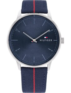 TOMMY HILFIGER Analoginis (įprasto dizaino) laikrodis tamsiai mėlyna / raudona / sidabrinė