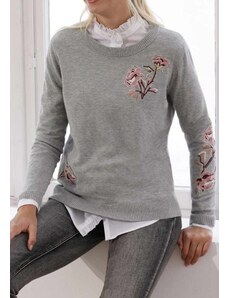 Linea Tesini Pilkas siuvinėtas megztinis : Dydis - 46