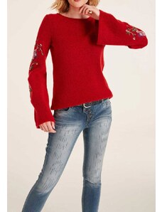 HEINE Raudonas siuvinėtas megztinis : Dydis - 48/50