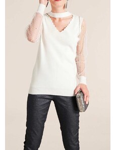 HEINE Baltas megztinis su perlais : Dydis - 46