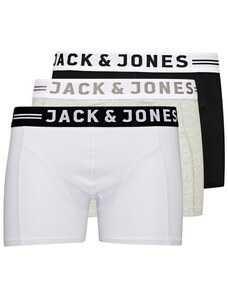 JACK & JONES Boxer trumpikės 'Sense' tamsiai rusva / margai pilka / juoda / balta