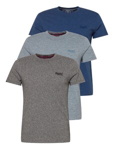 Superdry Marškinėliai tamsiai mėlyna jūros spalva / margai mėlyna / margai pilka