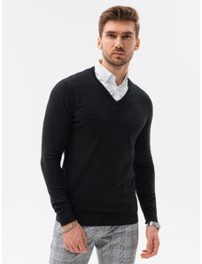 Ombre Clothing Vyriškas džemperis su balta apykakle - juodas V1 E120