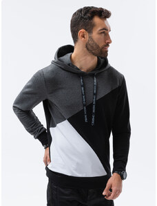 Ombre Clothing Vyriškas džemperis su gobtuvu - grafito/juoda B1050