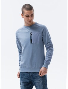 Ombre Clothing Vyriškas džemperis su reglano rankovėmis - šviesiai mėlynas V3 OM-SSNZ-0122