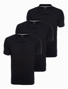 Ombre Clothing Vyriški polo marškinėliai - juoda 3 vnt Z28