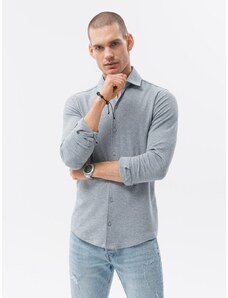 Ombre Clothing Vyriški trikotažiniai marškiniai ilgomis rankovėmis - pilki V5 K540