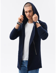Ombre Clothing Vyriškas ilgas džemperis su asimetriška sagute HAGA - tamsiai mėlynas B668