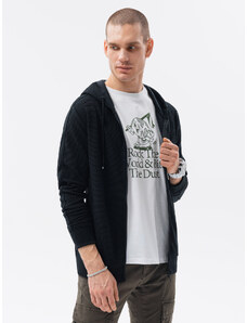 Ombre Clothing Vyriškas užsegamas džemperis su gobtuvu - juodas B1157