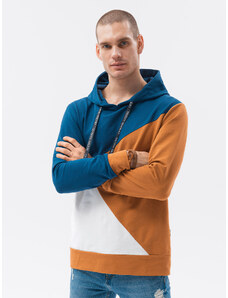 Ombre Clothing Vyriškas džemperis su gobtuvu - ruda/mėlyna B1050