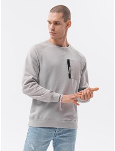 Ombre Clothing Vyriškas džemperis be gobtuvo - šviesiai pilka B1151