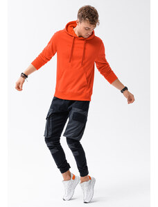 Ombre Clothing Vyriškas džemperis su gobtuvu ir atspaudu - oranžinė B1351