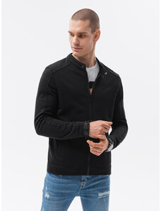 Ombre Clothing Vyriškas džemperis su užtrauktuku ir stačia apykakle - juodas V5 OM-SSZP-22FW-005