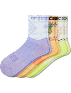 Crocs Adult Quarter Retro Resort 3-Pack Socks White/Tropical