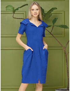 Lega tampraus lino suknelė su gobtuvu "Sussana Blue"