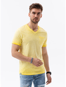 Ombre Clothing Vyriški marškinėliai be atspaudo - geltona melanžas S1388