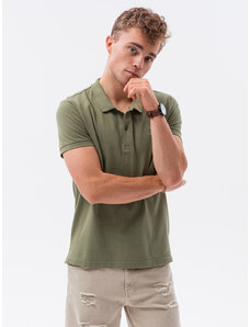 Ombre Clothing Vyriški pique trikotažo polo marškinėliai - alyvuogių spalvos V21 S1374