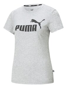 PUMA Sportiniai marškinėliai 'Essential Logo Tee' margai pilka / juoda