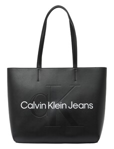 Calvin Klein Jeans Pirkinių krepšys juoda / balta