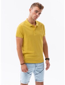 Ombre Clothing Vyriški pique trikotažo polo marškinėliai - geltoni S1374