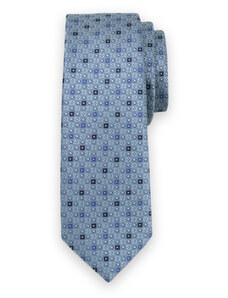 Willsoor Vyriškas siauras šviesiai mėlynas kaklaraištis su tamsiai mėlynais geometriniais raštais 13489