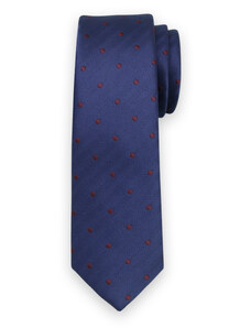 Willsoor Vyriškas tamsiai mėlynas taškuotas siauras kaklaraištis 13494
