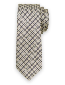 Willsoor Vyriškas siauras smėlio spalvos kaklaraištis su baltu ir mėlynu raštu 13500