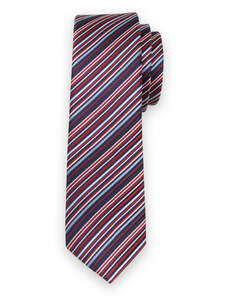 Willsoor Vyriškas siauras kaklaraištis raudonais, baltais ir mėlynais dryželiais 13502