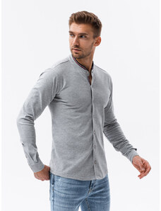 Ombre Clothing Vyriški trikotažiniai marškiniai ilgomis rankovėmis - pilki V5 K542