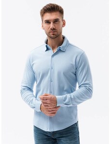 Ombre Clothing Vyriški trikotažiniai marškiniai ilgomis rankovėmis - mėlyni V3 K540
