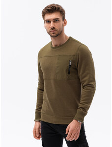 Ombre Clothing Vyriškas džemperis be gobtuvo - tamsiai alyvuogių B1355