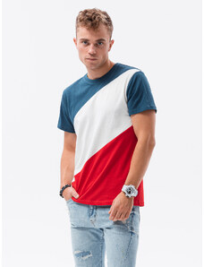 Ombre Clothing Vyriški marškinėliai - tamsus džinsas/raudona S1627