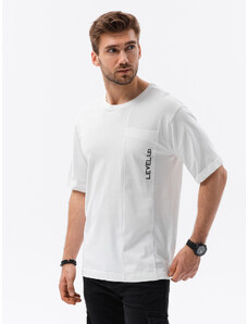 Ombre Clothing Vyriški marškinėliai OVERSIZE - balta S1628
