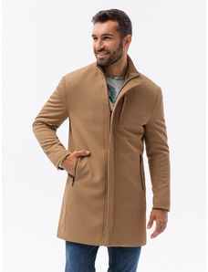Ombre Clothing Vyriškas paltas su stovinčia apykakle ir dygsniuotu pamušalu - kupranugaris V4 OM-COWC-0103