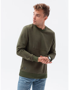 Ombre Clothing Vyriškas džemperis be gobtuvo - tamsiai alyvuogių B1349