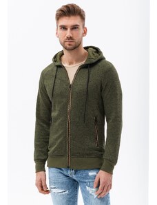 Ombre Clothing Vyriškas trikotažinis džemperis su gobtuvu - alyvuogių B1425