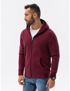 Ombre Clothing Vyriškas užsegamas džemperis su gobtuvu - tamsiai raudona B1423