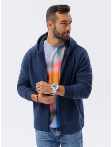 Ombre Clothing Vyriškas užsegamas džemperis su gobtuvu - tamsiai mėlyna B1423
