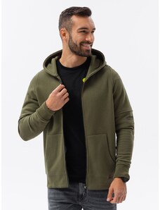 Ombre Clothing Vyriškas užsegamas džemperis su gobtuvu - khaki B1423