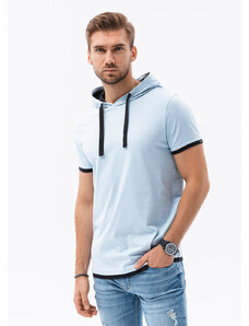 Ombre Clothing Vyriški marškinėliai su gobtuvu - šviesiai mėlyna S1376
